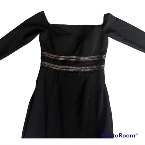 JS collection off the shoulder 3/4 sleeves maxi dress black nude color size,8 - Picture 3 of 7